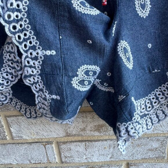 Anthropologie ETT:TWA Embroidered Eyelet Chambray 100% Cotton Shorts Size M - Picture 7 of 9